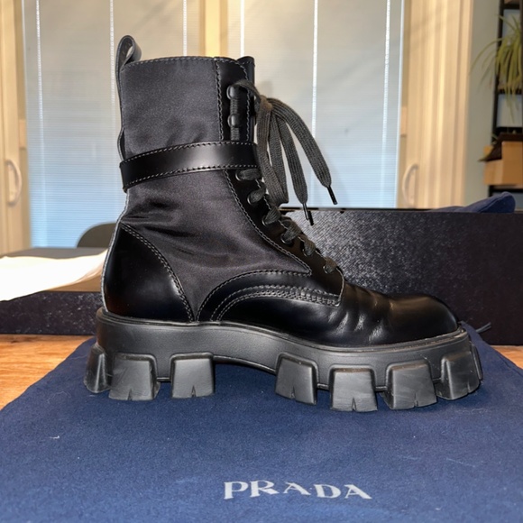 Prada Monolith Brushed leather and nylon boots - Picture 3 of 8